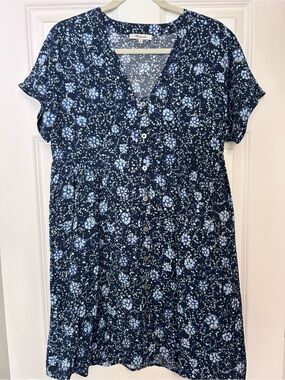 Madewell Navy Blue Floral Button-Front Women’s Dress, size small